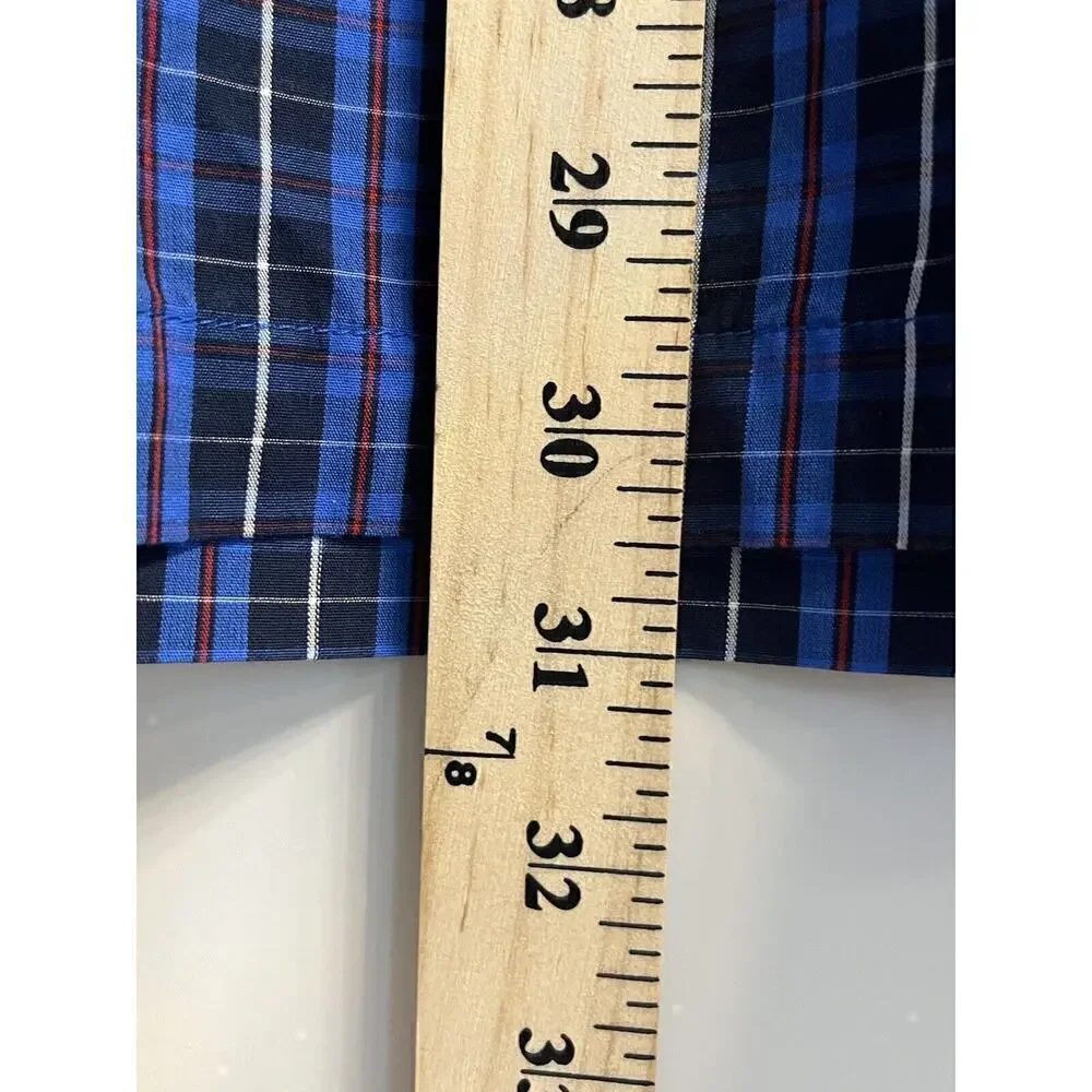POLO RALPH LAUREN Mens Blue Plaid Long Sleeve Pajama Shirt Top Preppy Lounge Y2K